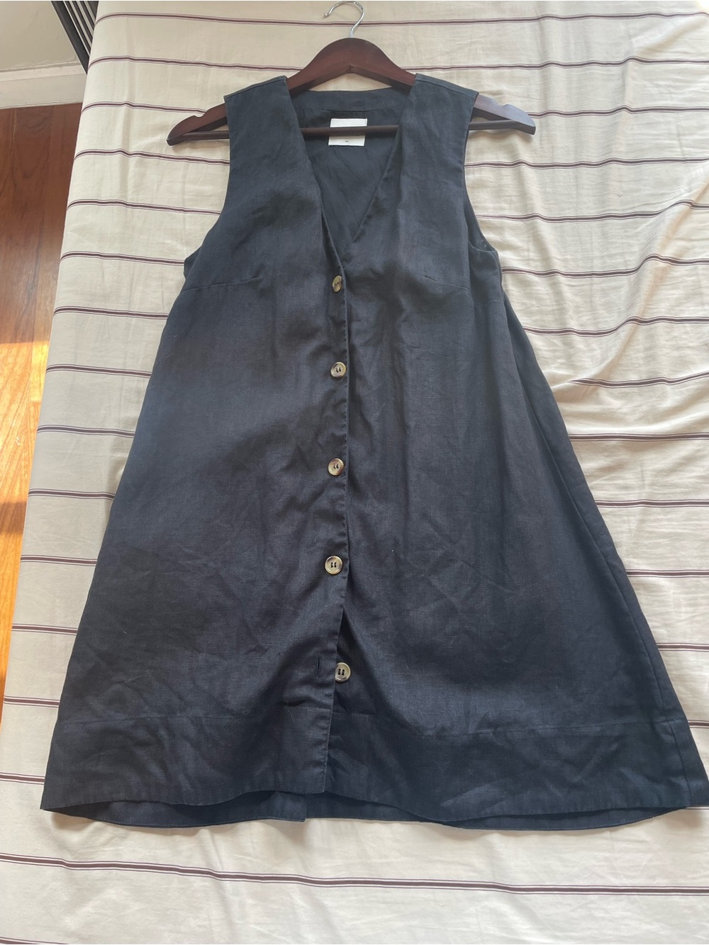 Posse Black Sleeveless Button-Front A-Line Dress